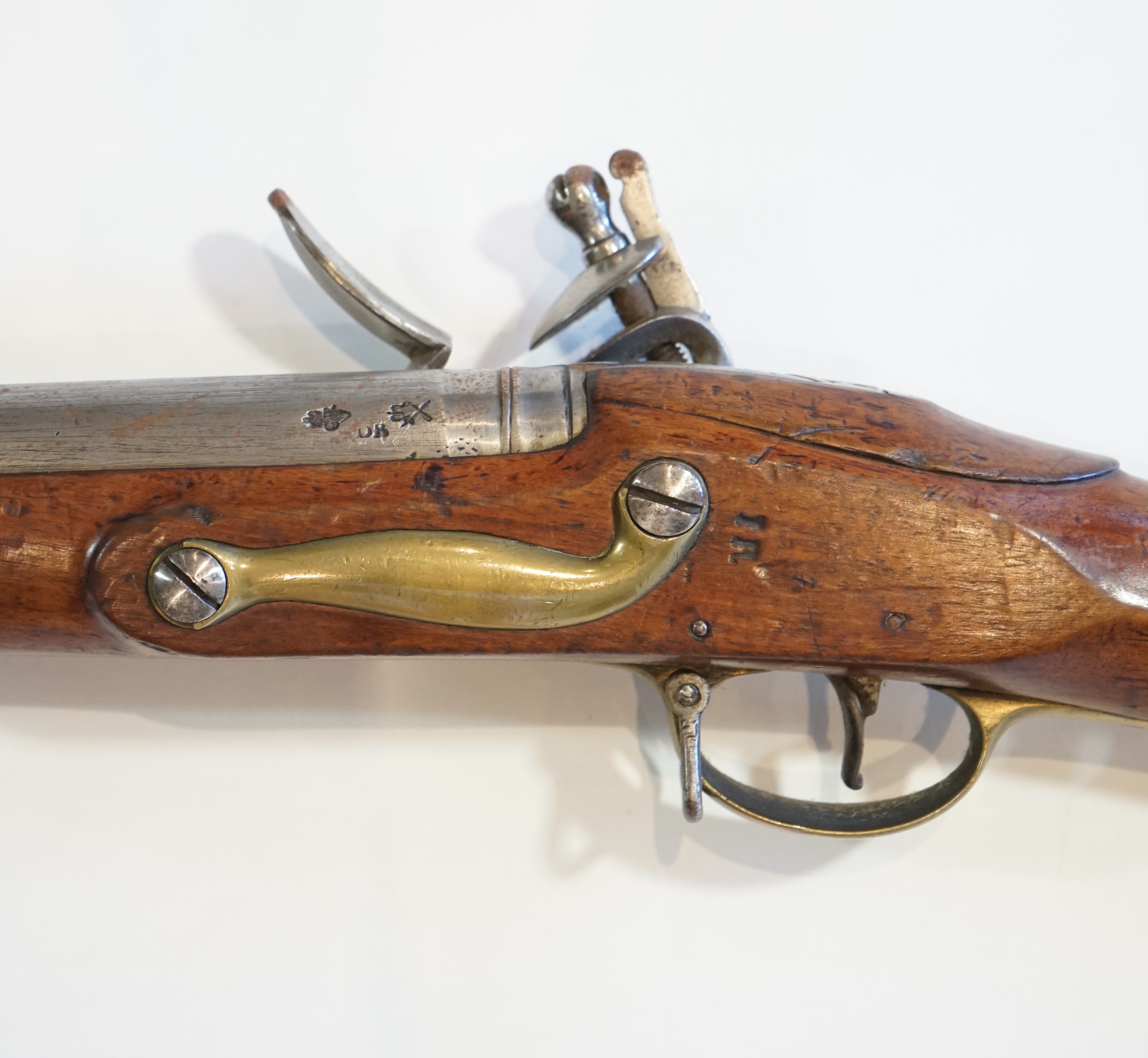 A 10 bore Brown Bess British military flintlock musket, barrel length 36.5 inches